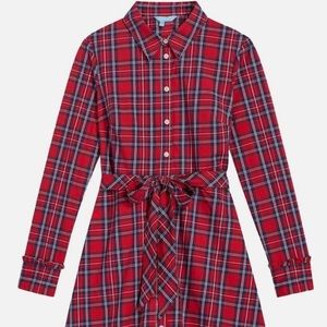 Draper James Lipstick Red Tartan Plaid Carly Shirt Dress Retired*SZ 14*